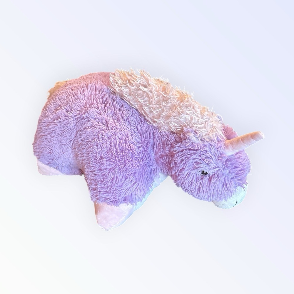Pillow Pets Purple Furry Unicorn Plush 18" Soft Horse Kids Stuffed Pillow